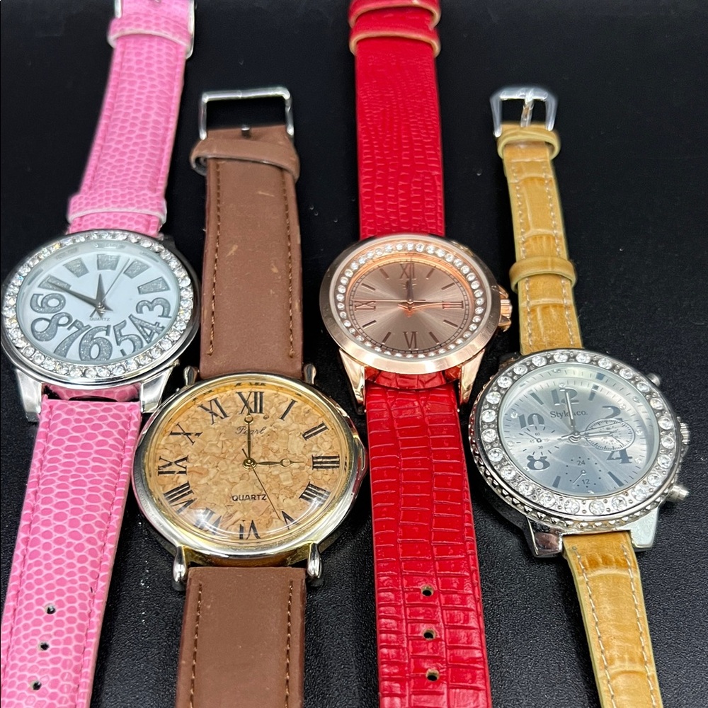 Mixed Watch Lot - Pink, Brown, Red, Tan Straps